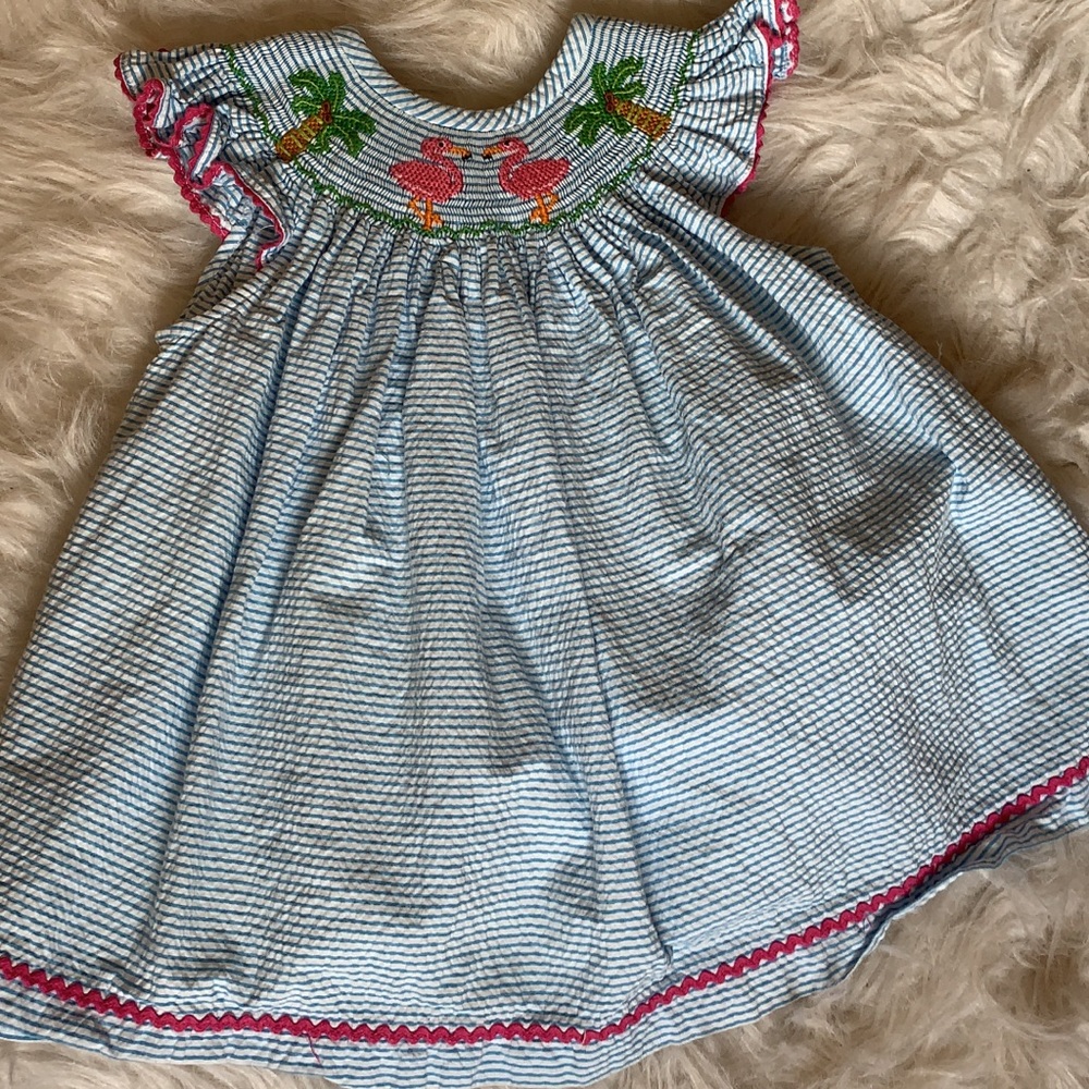 3m Smocked flamingo dress